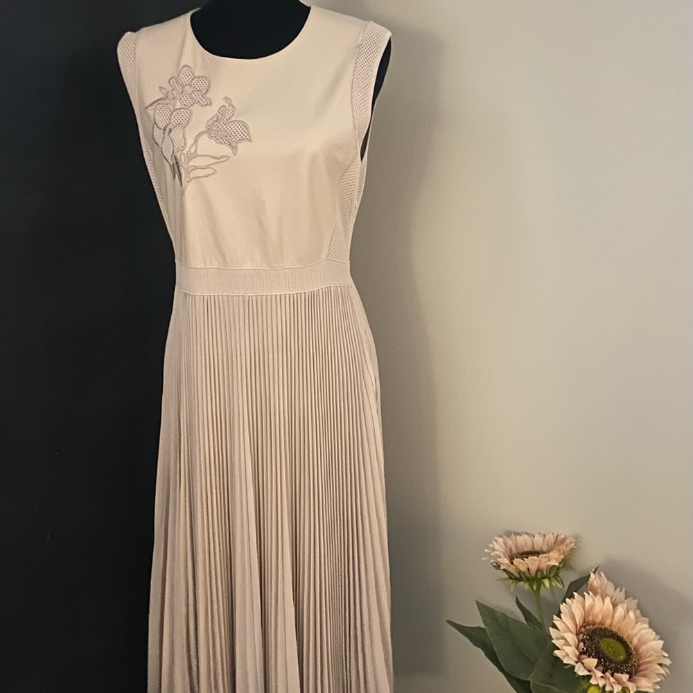 SALVATORE FERRAGAMO Leather Sleeveless Dress Size L Light Pink